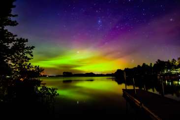 Cloudy Aurora at Knife Lake